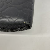 【6ge5532】シャネル 長財布 カメリア ラムスキン ブラック シルバー金具【中古】レディース