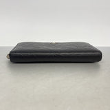 【6ge5532】シャネル 長財布 カメリア ラムスキン ブラック シルバー金具【中古】レディース