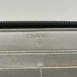 【6ge5532】シャネル 長財布 カメリア ラムスキン ブラック シルバー金具【中古】レディース