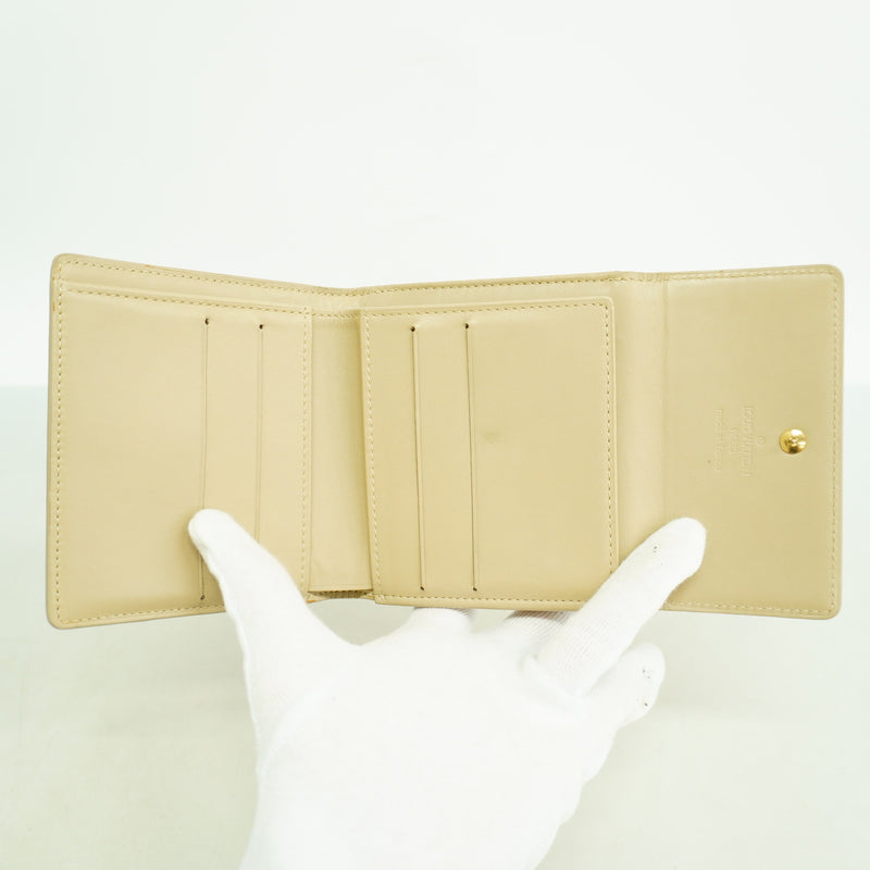 【6ge5547】ルイヴィトン 三つ折り財布 ヴェルニ ポルトモネビエカルトクレディ M91167 ベージュ【中古】レディース