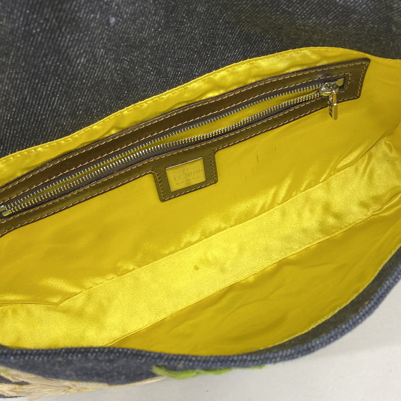 【6ge5616】フェンディ ハンドバッグ マンマバケット デニム ネイビー シルバー金具【中古】レディース