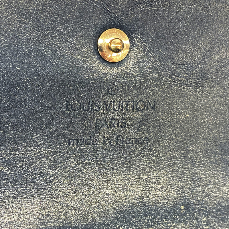 【6ge5644】ルイヴィトン 三つ折り長財布 モノグラム・マット ポルトトレゾールインターナショナル M65105 ブルー【中古】レディース