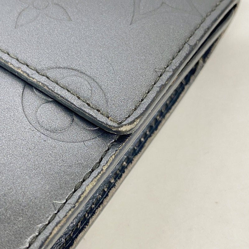 【6ge5644】ルイヴィトン 三つ折り長財布 モノグラム・マット ポルトトレゾールインターナショナル M65105 ブルー【中古】レディース