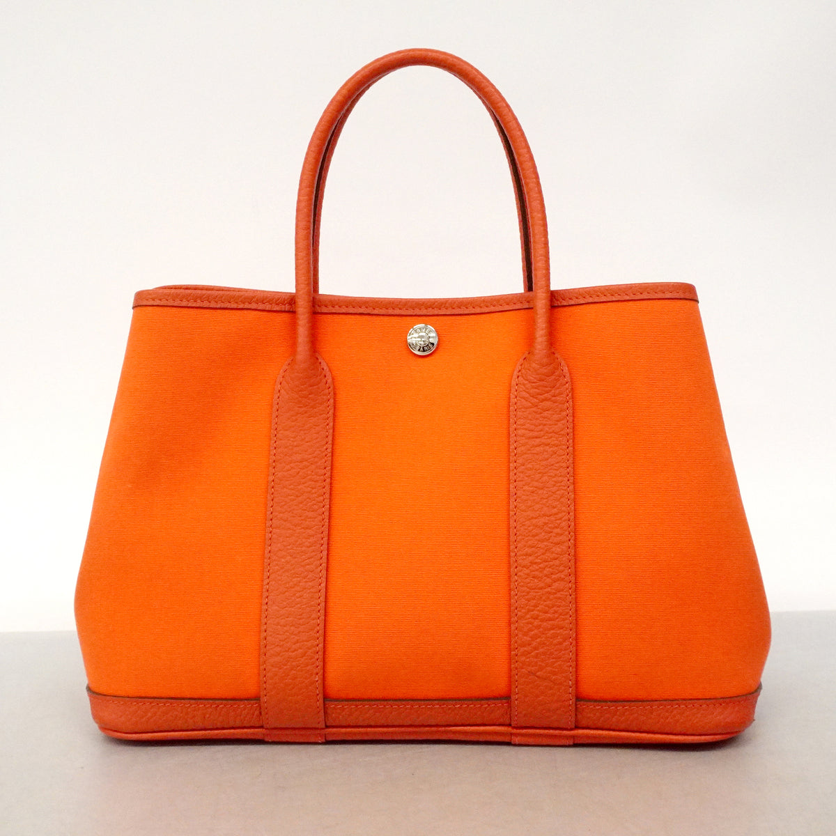 【6ge5653】エルメス ハンドバッグ ガーデンパーティTPM トワルオフィシエ サンギーヌ シルバー金具 D刻印【中古】レディース