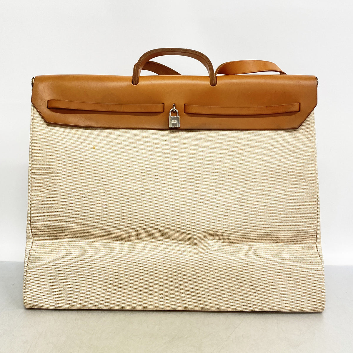 【6ge5670】エルメス ハンドバッグ エールバッグ トワルアッシュ ナチュラル シルバー金具 □B刻印 2wayバッグ【中古】メンズ レディース ユニセックス
