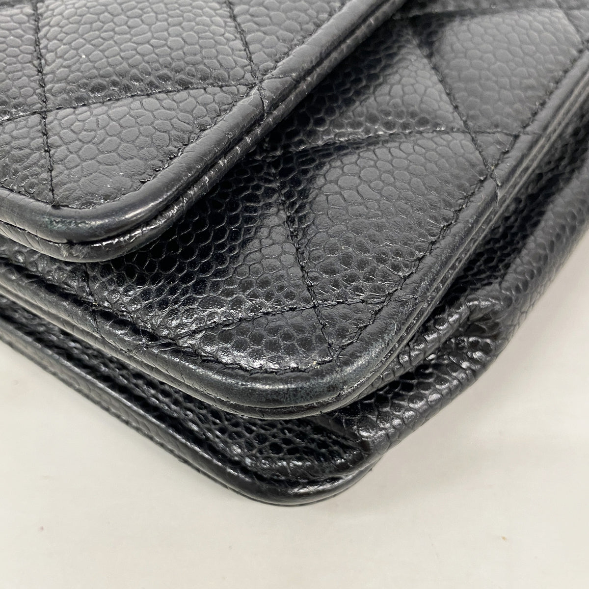 【6ge5673-h】シャネル ショルダーウォレット マトラッセ チェーンショルダー キャビアスキン ブラック シルバー金具【中古】レディース