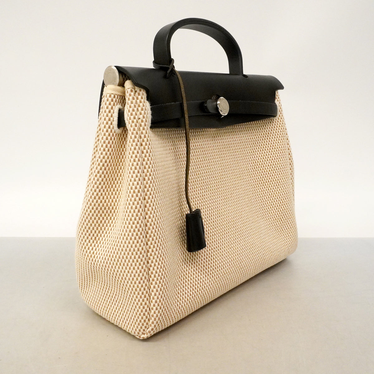 【6ge5677】エルメス ハンドバッグ エールバッグPM トワルGM ブラック シルバー金具 □G刻印 2wayバッグ【中古】レディース