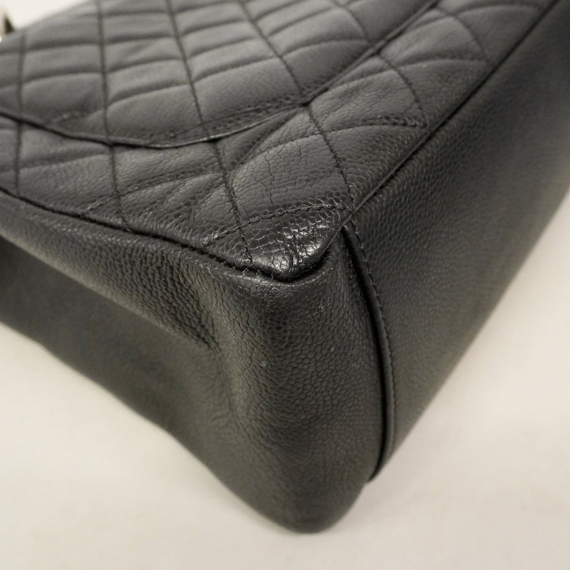 【6ge5709-h】シャネル チェーントート マトラッセ キャビアスキン ブラック シルバー金具【中古】レディース