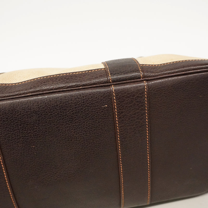 【6ge5711-h】エルメス トートバッグ ガーデンパーティPM トワルアッシュ ブラウン ベージュ シルバー金具 □G刻印【中古】レディース