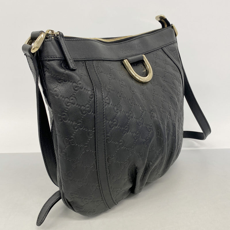 【6ge5722】グッチ ショルダーバッグ グッチシマ 204940 レザー ブラック シャンパンゴールド金具【中古】レディース