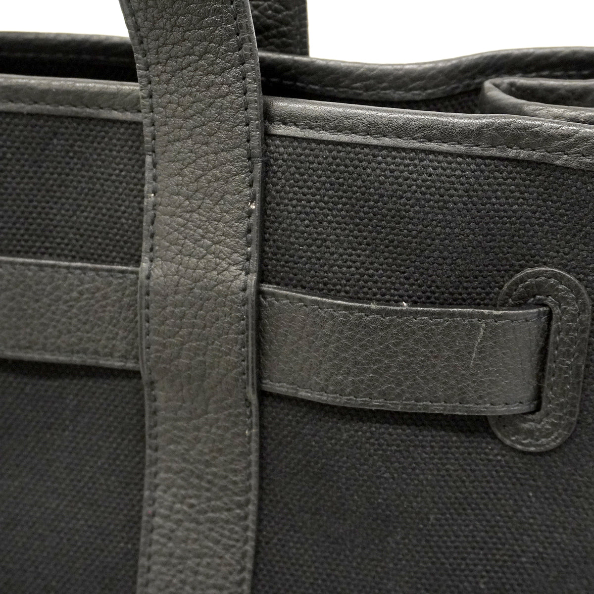 【6ge5723】エルメス ハンドバッグ プティットサンチュールPM トワルゴエラン ブラック シルバー金具 □K刻印【中古】レディース