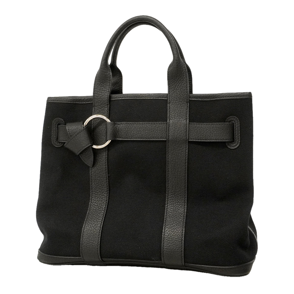 【6ge5723】エルメス ハンドバッグ プティットサンチュールPM トワルゴエラン ブラック シルバー金具 □K刻印【中古】レディース