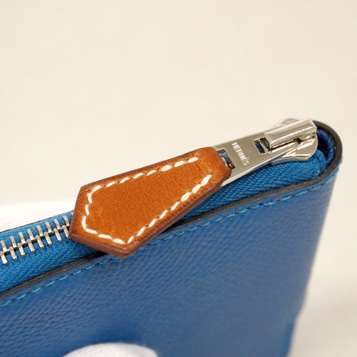 【6ge5725】エルメス コインケース アザップコンパクトミニ シルクイン ヴォーエプソン ブルーザンジバル シルバー金具 Z刻印【中古】レディース