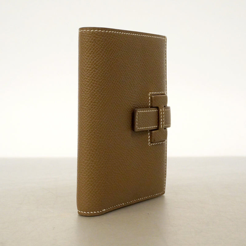【6ge5727】エルメス 財布 パッサンコンパクト ヴォーエプソン エトゥープ シルバー金具 W刻印【中古】レディース