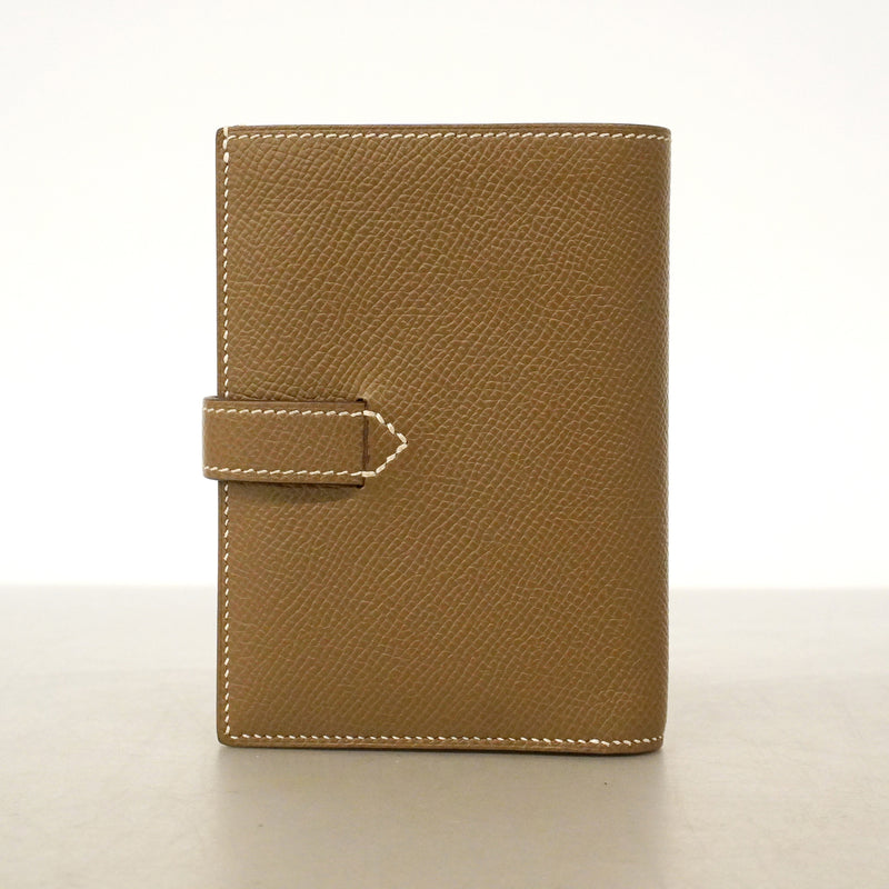 【6ge5727】エルメス 財布 パッサンコンパクト ヴォーエプソン エトゥープ シルバー金具 W刻印【中古】レディース