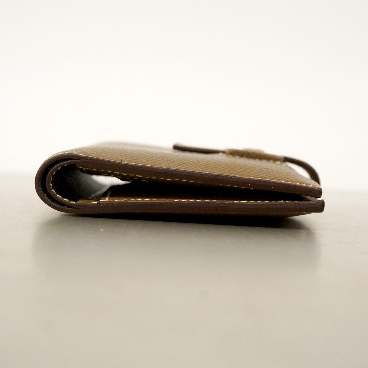 【6ge5727】エルメス 財布 パッサンコンパクト ヴォーエプソン エトゥープ シルバー金具 W刻印【中古】レディース