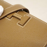 【6ge5727】エルメス 財布 パッサンコンパクト ヴォーエプソン エトゥープ シルバー金具 W刻印【中古】レディース