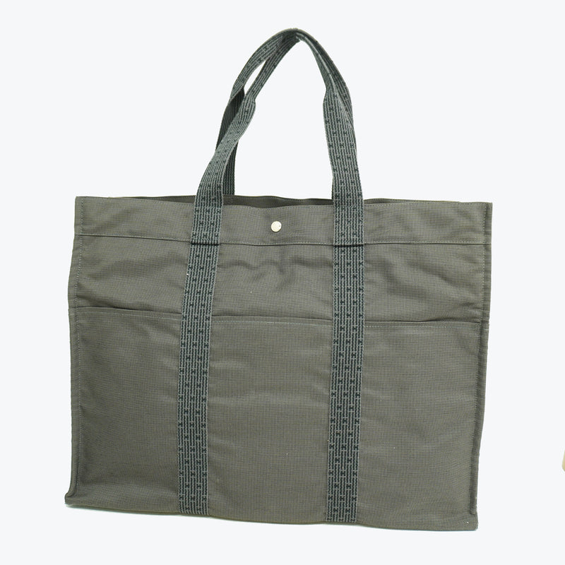 【6ge5749-k】エルメス トートバッグ エールラインTGM ナイロン グレー シルバー金具【中古】メンズ レディース ユニセックス