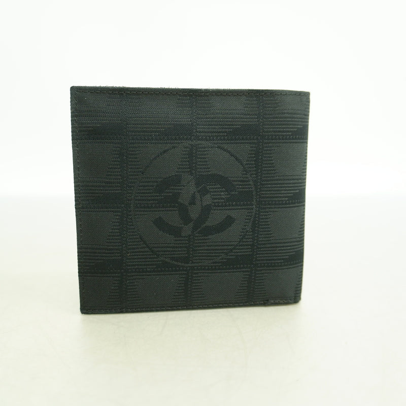 【6ge5753-k】シャネル 財布 ニュートラベル ナイロン キャンバス ブラック シルバー金具【中古】レディース