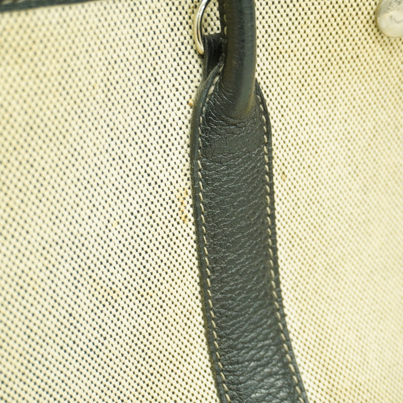 【6ge5760】エルメス トートバッグ ガーデンパーティTPM トワルアッシュ ブラック ベージュ シルバー金具 □H刻印【中古】レディース