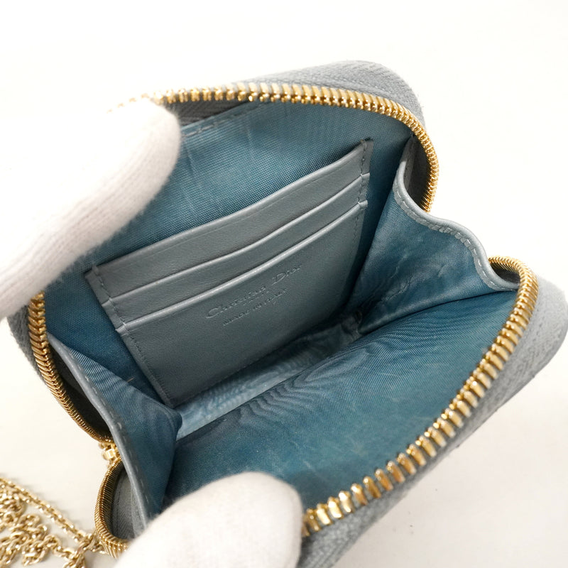 【6ge5772】クリスチャンディオール ショルダーバッグ カナージュ レザー ブルー ゴールド金具【中古】レディース