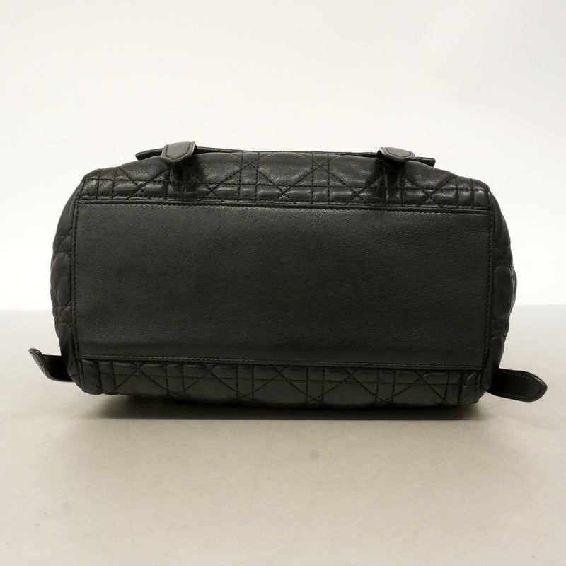 【6ge5776】クリスチャンディオール リュック・デイパック カナージュ レザー ブラック シルバー金具【中古】レディース