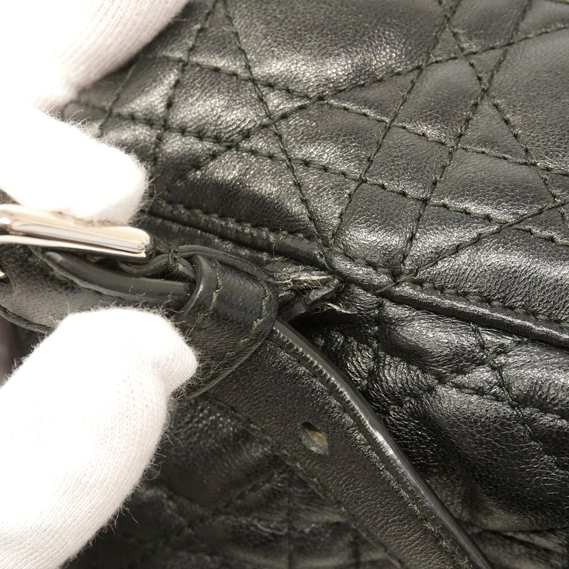 【6ge5776】クリスチャンディオール リュック・デイパック カナージュ レザー ブラック シルバー金具【中古】レディース
