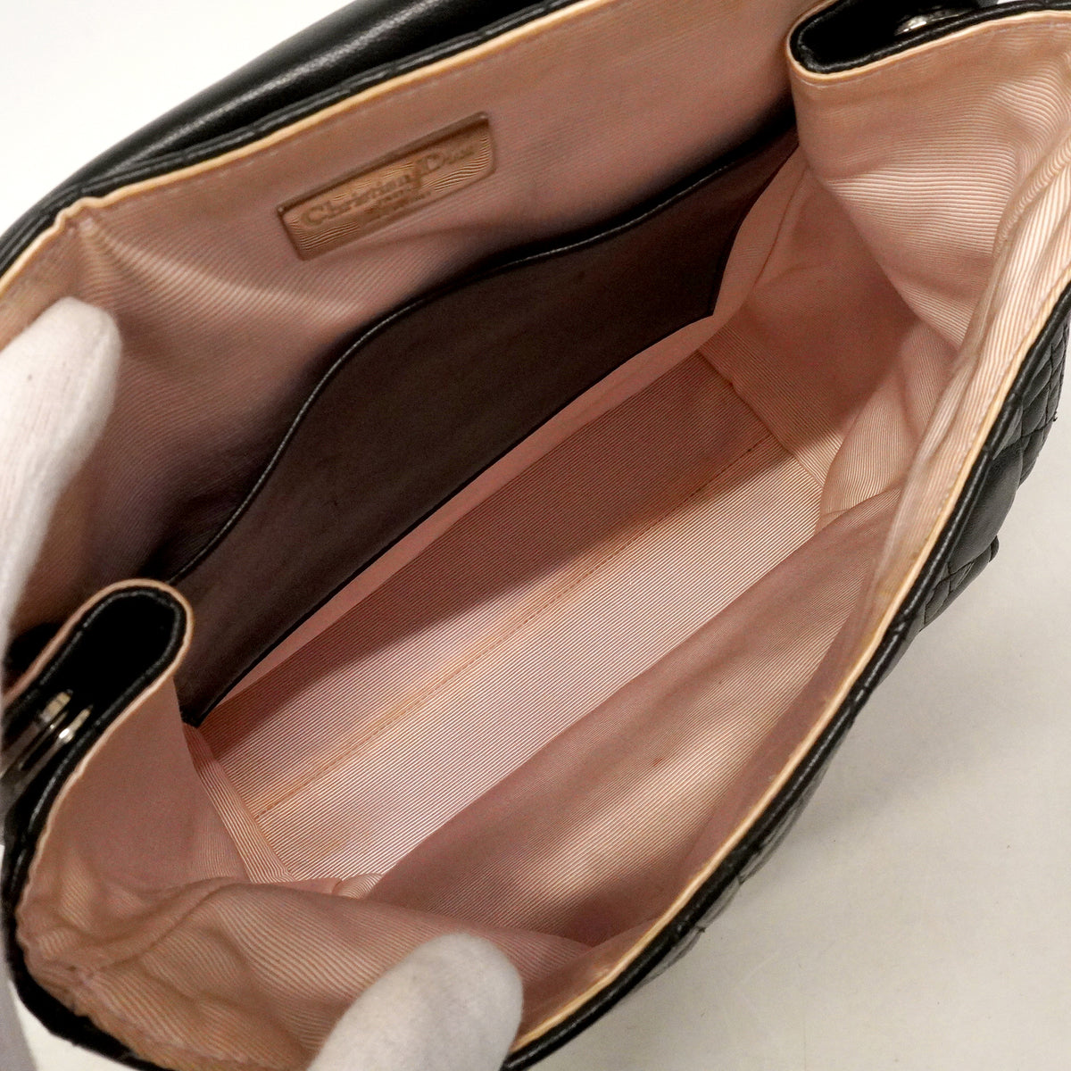 【6ge5776】クリスチャンディオール リュック・デイパック カナージュ レザー ブラック シルバー金具【中古】レディース