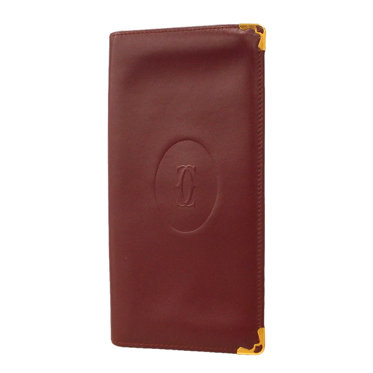 【6ge5779】カルティエ 札入れ マスト レザー ボルドー ゴールド金具【中古】メンズ
