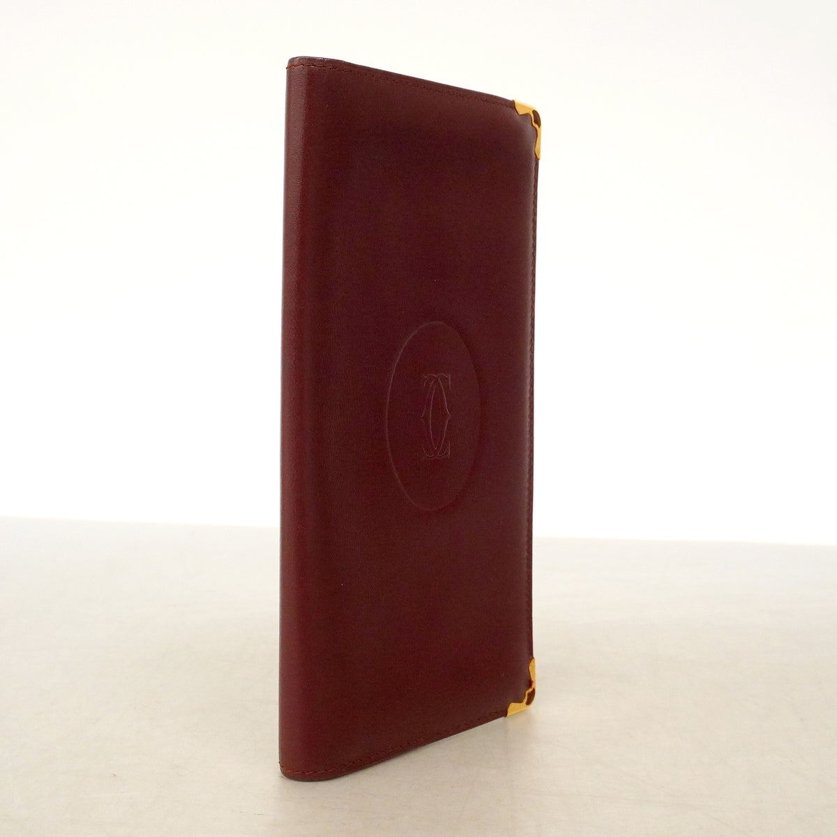 【6ge5779】カルティエ 札入れ マスト レザー ボルドー ゴールド金具【中古】メンズ
