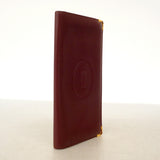 【6ge5779】カルティエ 札入れ マスト レザー ボルドー ゴールド金具【中古】メンズ