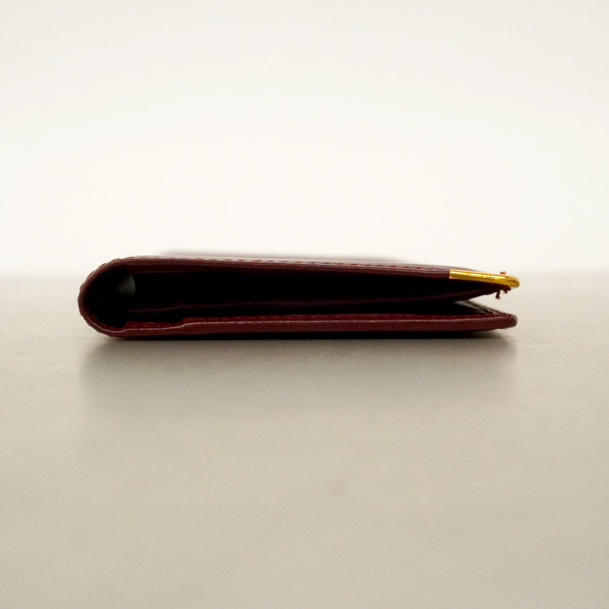 【6ge5779】カルティエ 札入れ マスト レザー ボルドー ゴールド金具【中古】メンズ