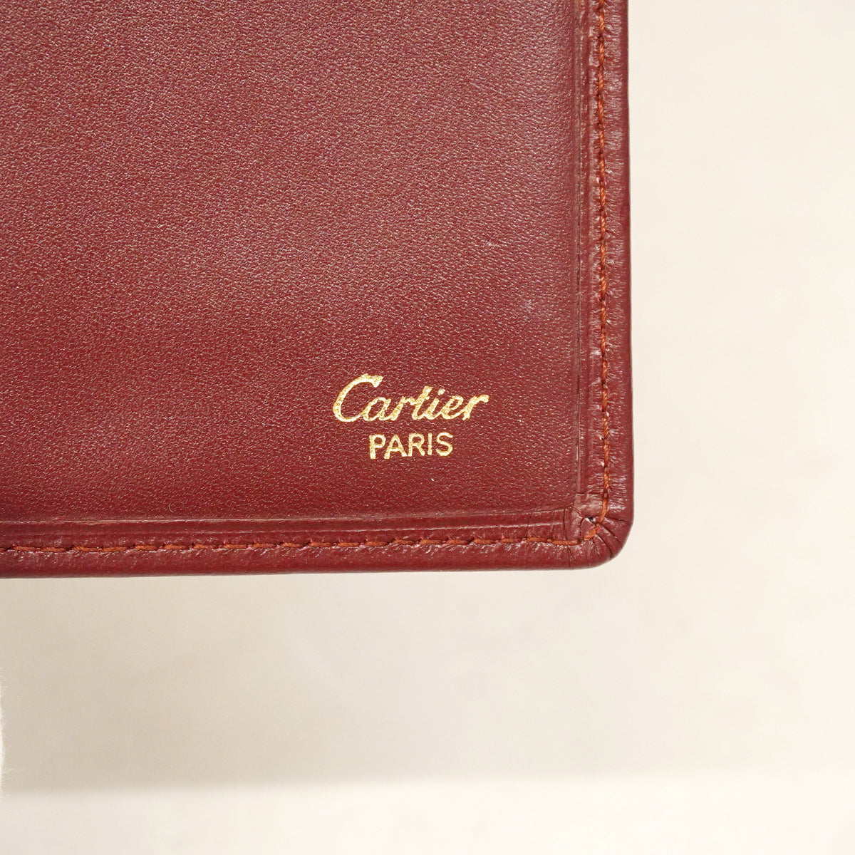 【6ge5779】カルティエ 札入れ マスト レザー ボルドー ゴールド金具【中古】メンズ