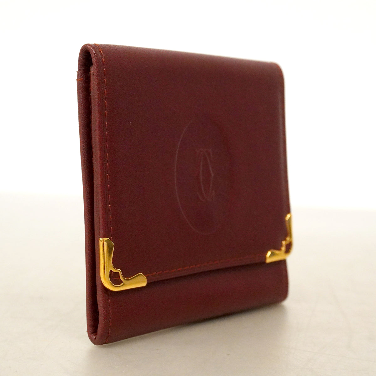 【6ge5780】カルティエ コインケース マスト レザー ボルドー ゴールド金具【中古】メンズ レディース ユニセックス