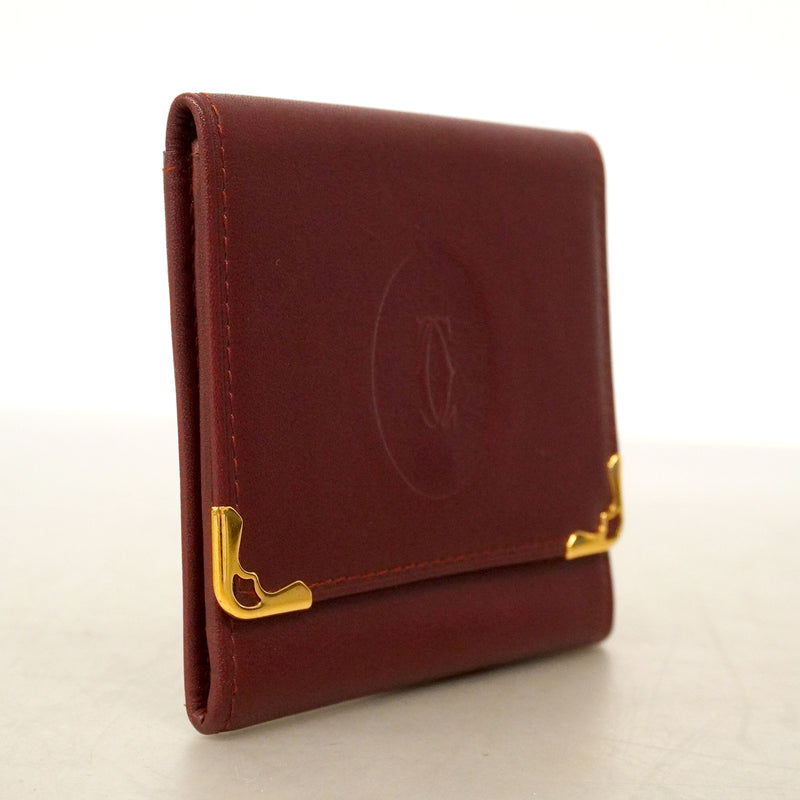 【6ge5780】カルティエ コインケース マスト レザー ボルドー ゴールド金具【中古】メンズ レディース ユニセックス