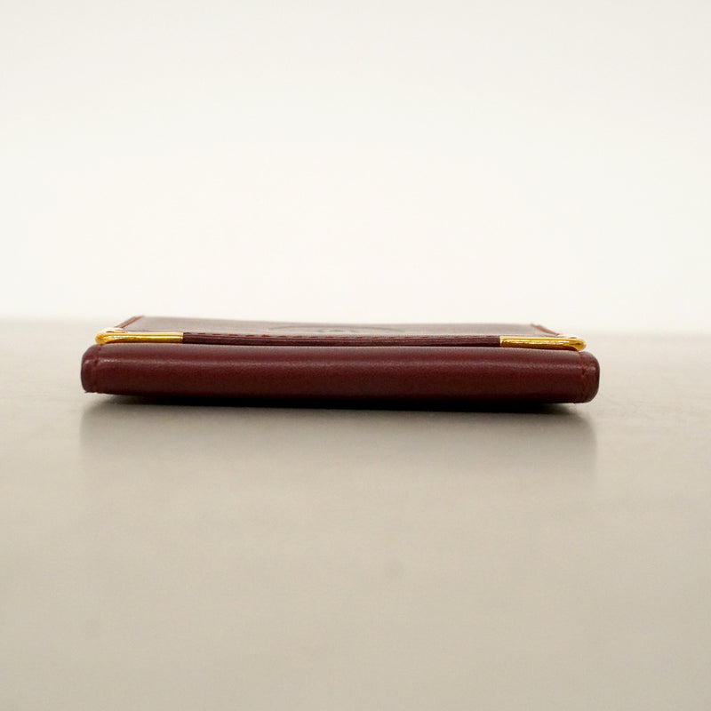 【6ge5780】カルティエ コインケース マスト レザー ボルドー ゴールド金具【中古】メンズ レディース ユニセックス