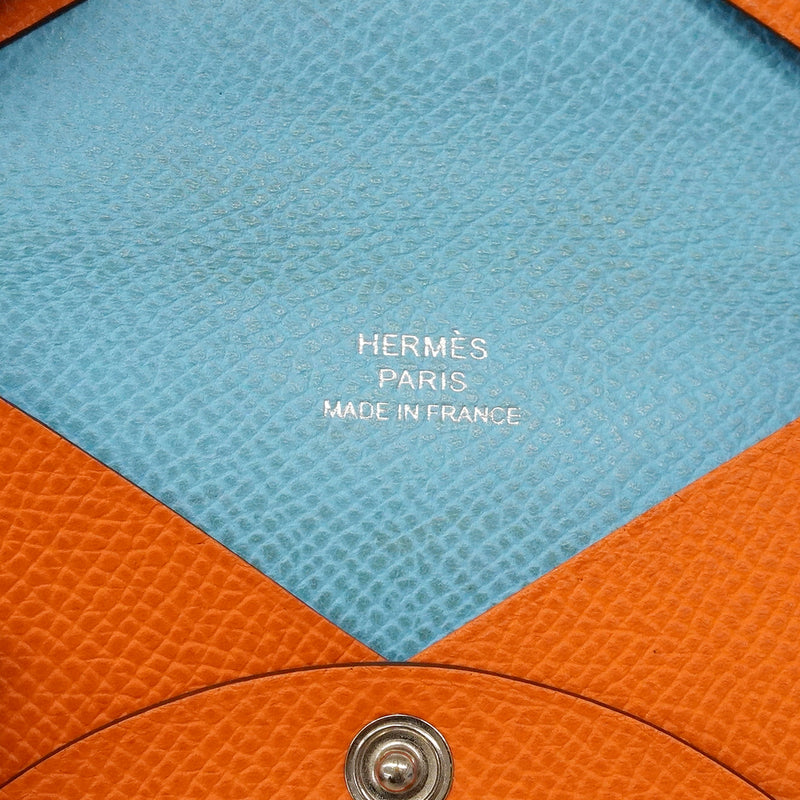 【6ge5782】エルメス コインケース カルヴィヴェルソ ヴォーエプソン オレンジミニアン/セレスト シルバー金具 B刻印【中古】メンズ レディース ユニセックス