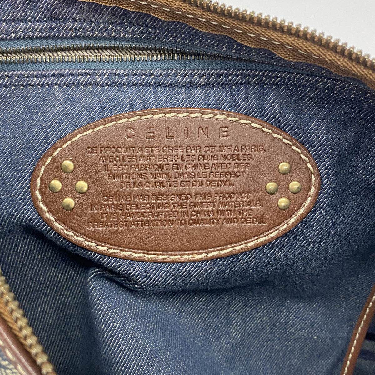 【6ge5784-k】セリーヌ ショルダーバッグ パリマカダム デニム ブルー ゴールド金具【中古】レディース