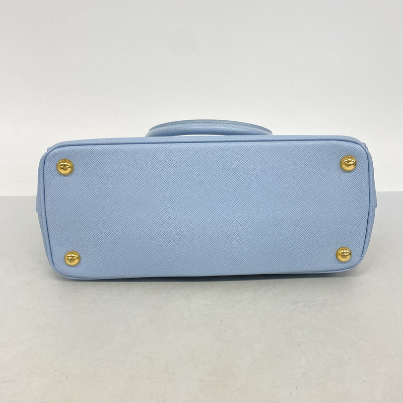 【6ge5785-k】プラダ ハンドバッグ サフィアーノ ガレリア レザー ブルー ゴールド金具【中古】レディース