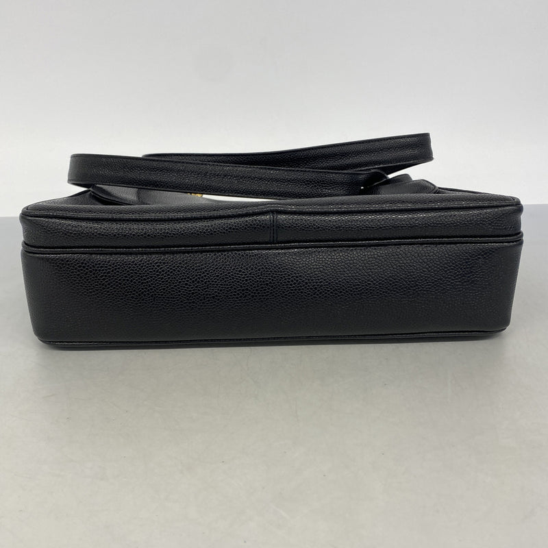 【6ge5786-k】シャネル チェーントート キャビアスキン ブラック ゴールド金具【中古】レディース