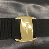 【6ge5801】サルヴァトーレフェラガモ ショルダーバッグ ヴァラ レザー ブラック ゴールド金具【中古】レディース