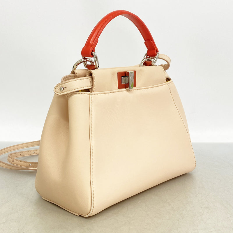 【6ge5806】フェンディ ハンドバッグ ピーカブー レザー ピンク レッド シルバー金具 2wayバッグ【中古】レディース