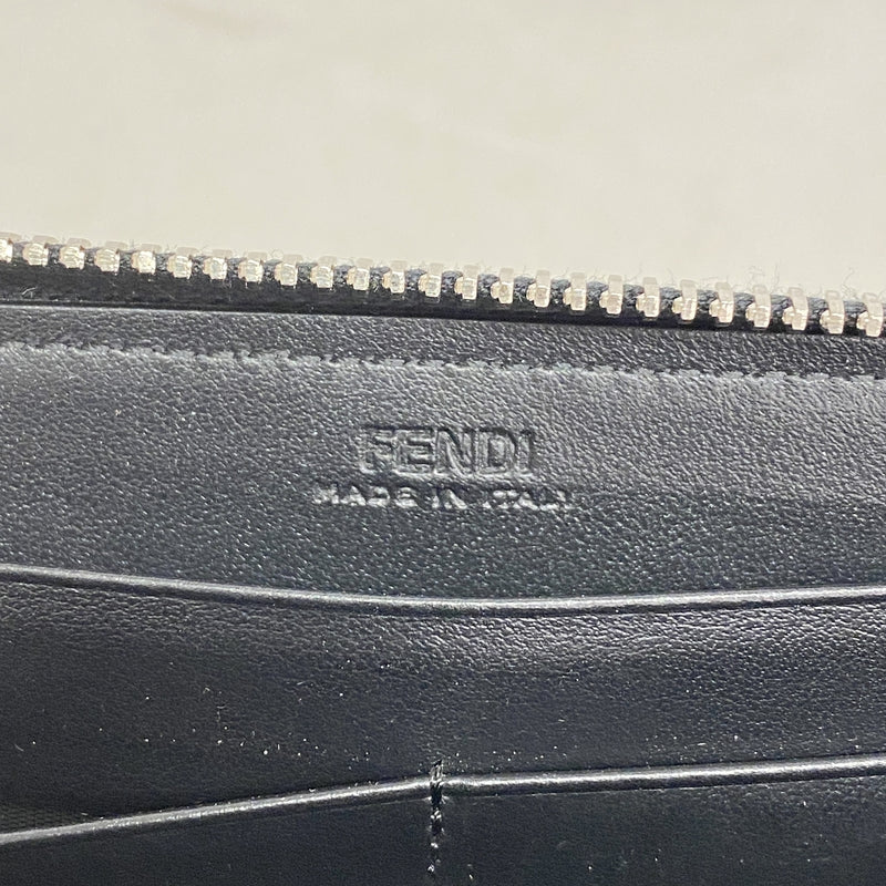 【6ge5807】フェンディ 長財布 スクエアアイ レザー ブラック シルバー金具【中古】レディース