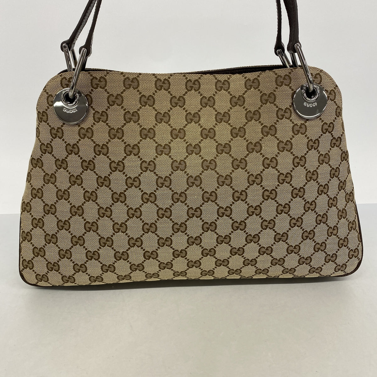 【6ge5812】グッチ トートバッグ GGキャンバス 121023 キャンバス ベージュ シルバー金具【中古】レディース