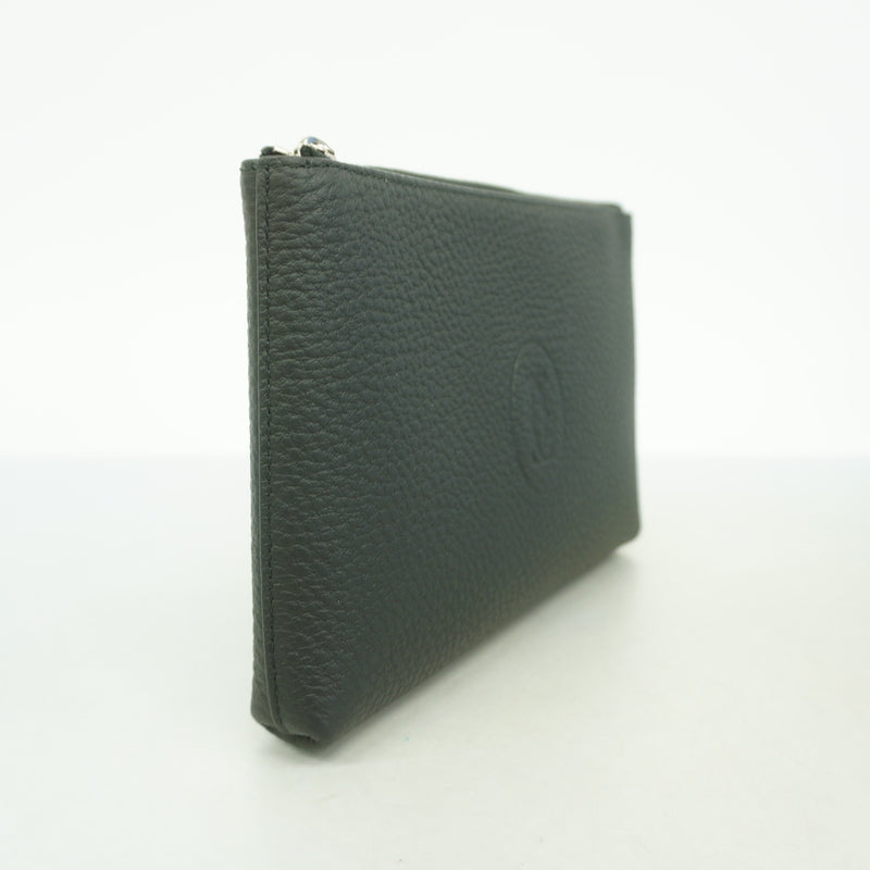 【6ge5815】カルティエ ポーチ マスト レザー ブラック シルバー金具【中古】レディース