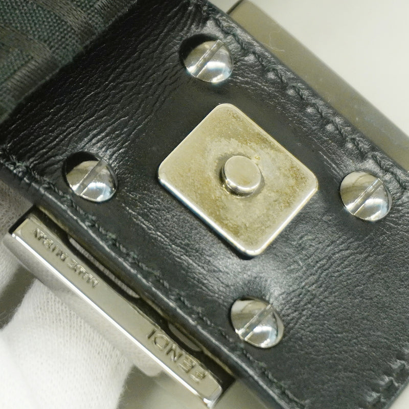 【6ge5832】フェンディ ハンドバッグ ズッキーノ マンマバケット ナイロンキャンバス ブラック シルバー金具【中古】レディース