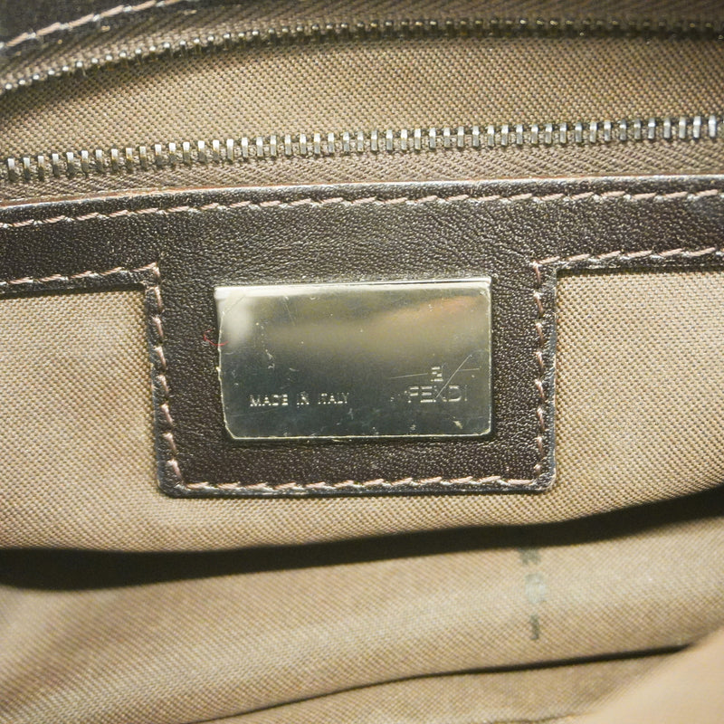 【6ge5833】フェンディ ショルダーバッグ ズッキーノ ナイロンキャンバス ブラウン ベージュ シルバー金具【中古】レディース