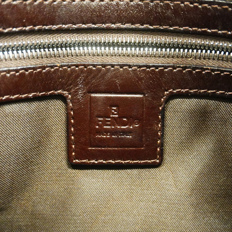 【6ge5835】フェンディ ハンドバッグ ズッカ マンマバケット ナイロンキャンバス ブラウン シルバー金具【中古】レディース