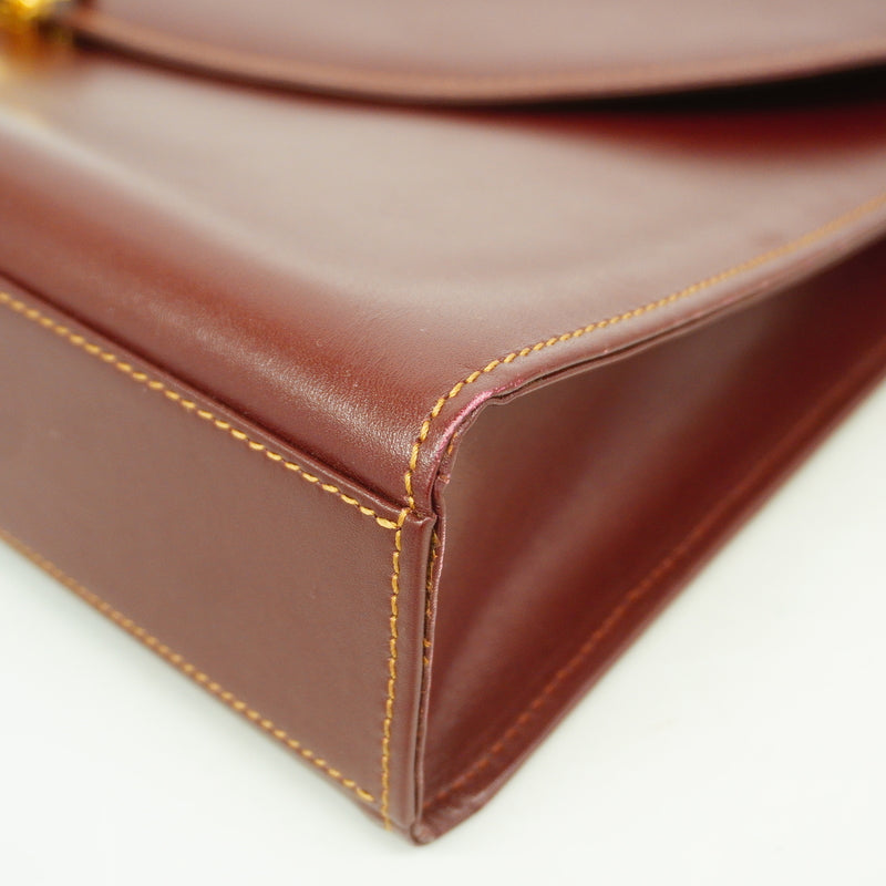 【6ge5837】カルティエ ビジネスバッグ マスト レザー ボルドー ゴールド金具【中古】メンズ