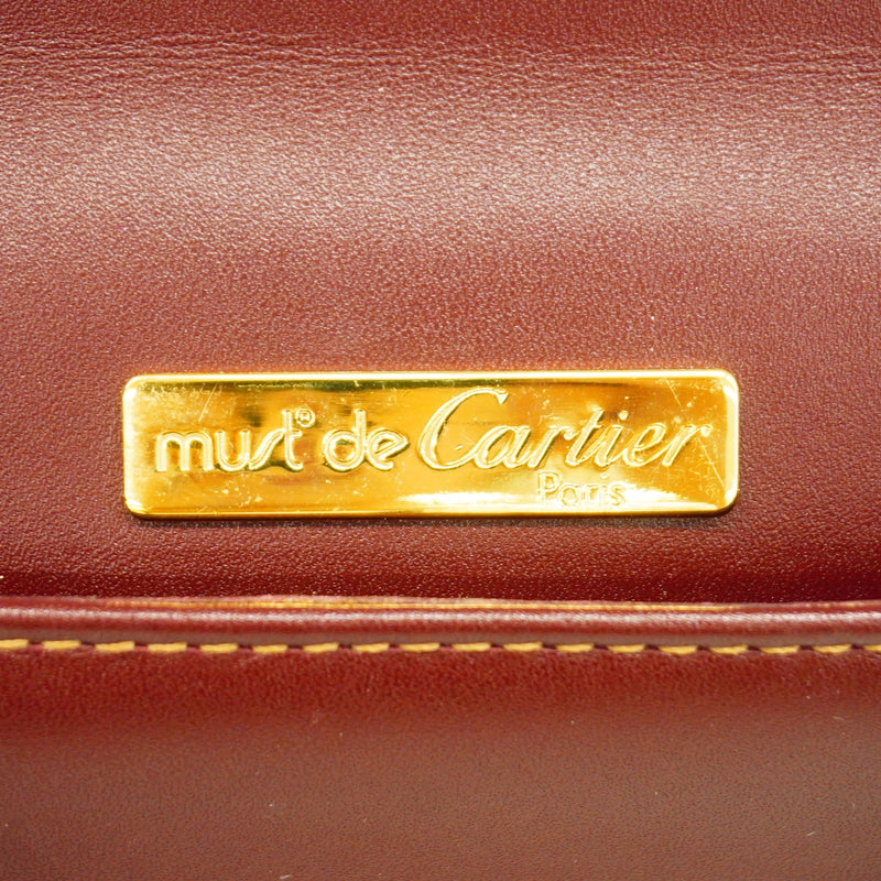 【6ge5837】カルティエ ビジネスバッグ マスト レザー ボルドー ゴールド金具【中古】メンズ